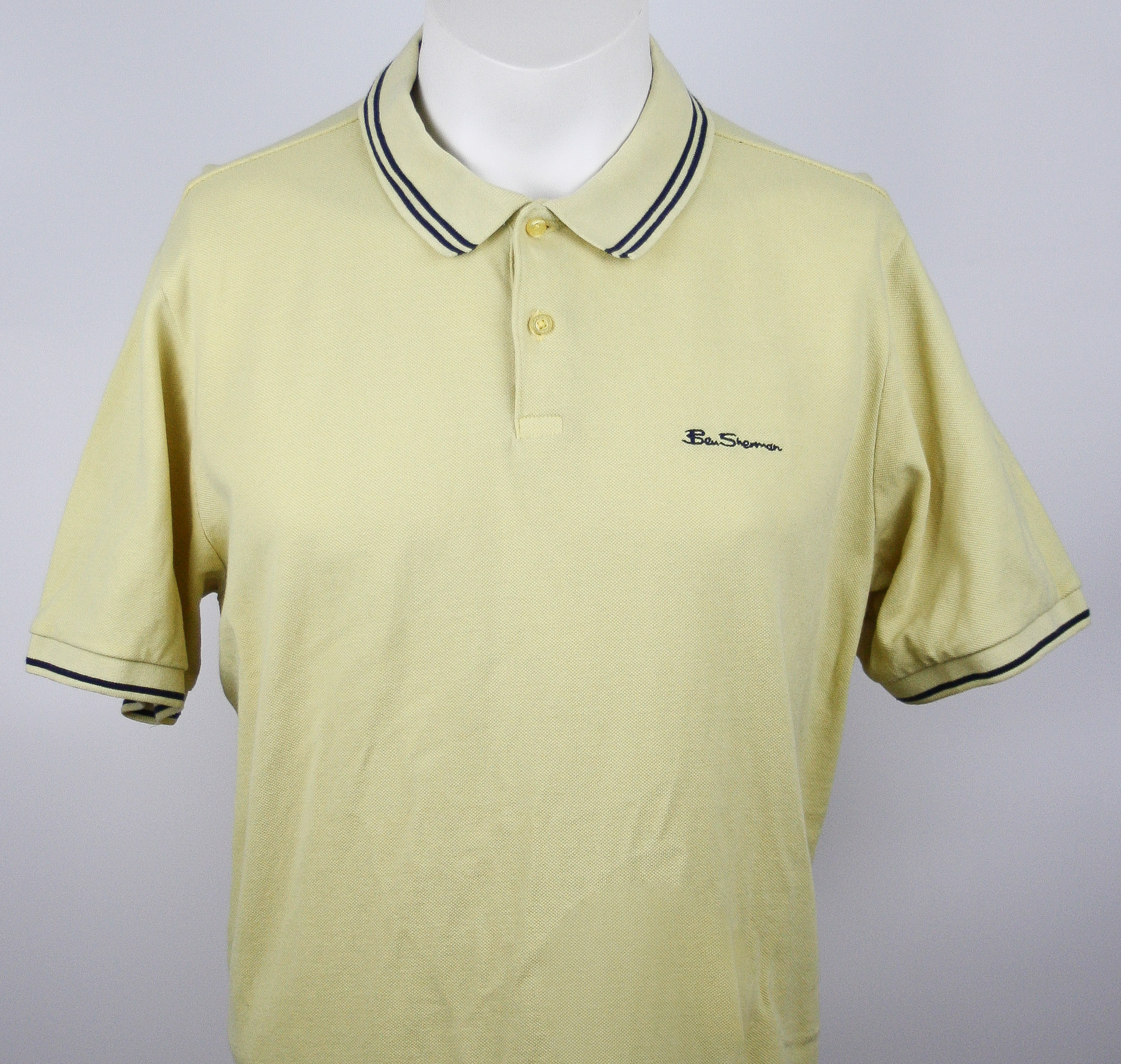 Ben Sherman Polo Light Yellow/Navy Twin Tipped *The Original Label* Größe L